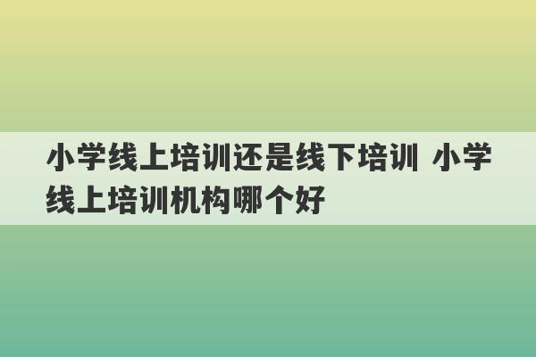 小学线上培训还是线下培训 小学线上培训机构哪个好