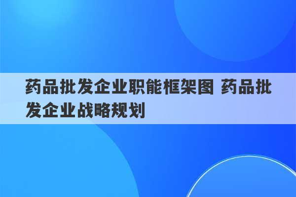 药品批发企业职能框架图 药品批发企业战略规划