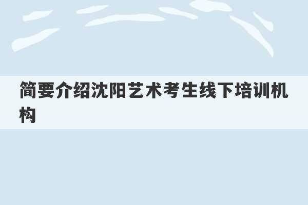 简要介绍沈阳艺术考生线下培训机构