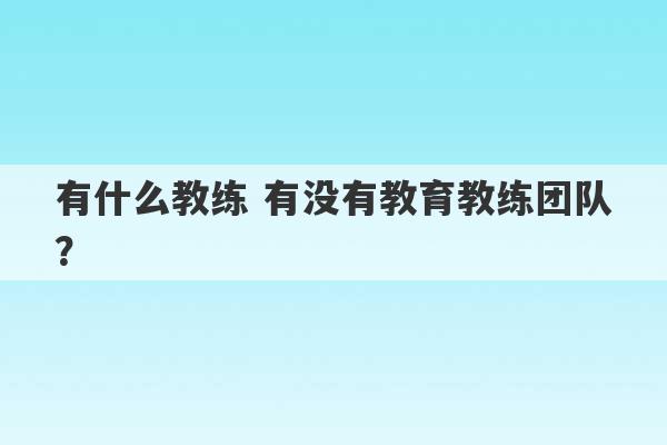 有什么教练 有没有教育教练团队？