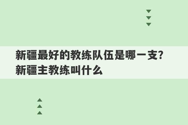 新疆最好的教练队伍是哪一支？ 新疆主教练叫什么