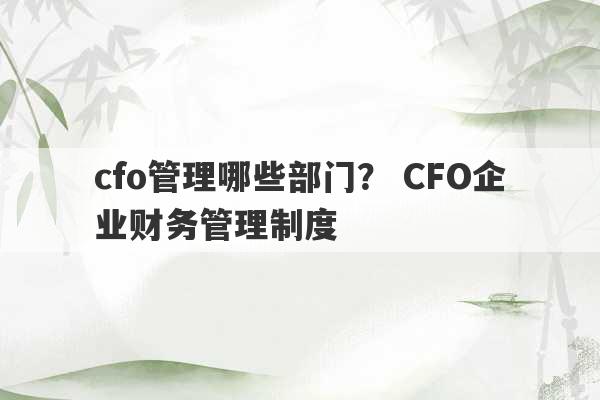 cfo管理哪些部门？ CFO企业财务管理制度