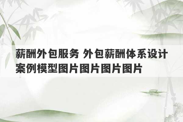 薪酬外包服务 外包薪酬体系设计案例模型图片图片图片图片