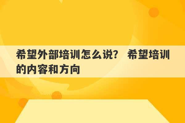 希望外部培训怎么说？ 希望培训的内容和方向