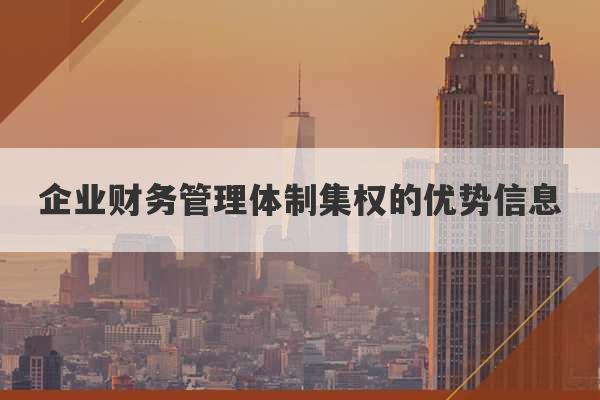 企业财务管理体制集权的优势信息