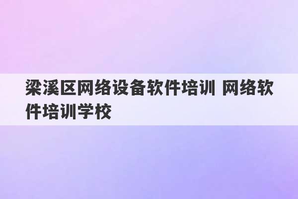 梁溪区网络设备软件培训 网络软件培训学校