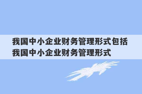 我国中小企业财务管理形式包括 我国中小企业财务管理形式