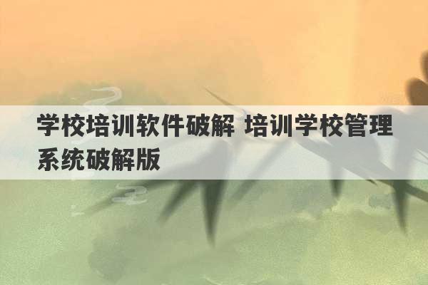 学校培训软件破解 培训学校管理系统破解版