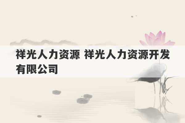 祥光人力资源 祥光人力资源开发有限公司