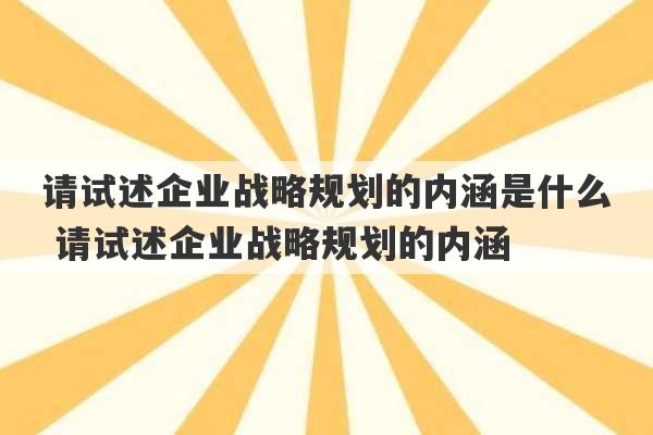 请试述企业战略规划的内涵是什么 请试述企业战略规划的内涵