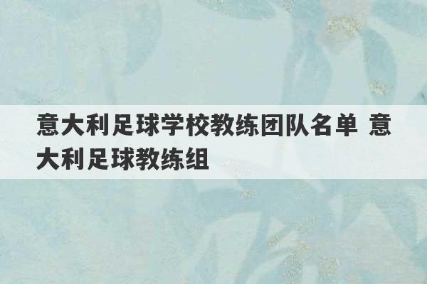 意大利足球学校教练团队名单 意大利足球教练组