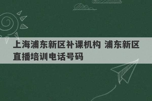 上海浦东新区补课机构 浦东新区直播培训电话号码