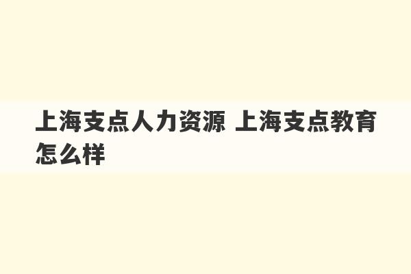 上海支点人力资源 上海支点教育怎么样