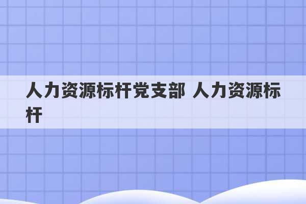 人力资源标杆党支部 人力资源标杆