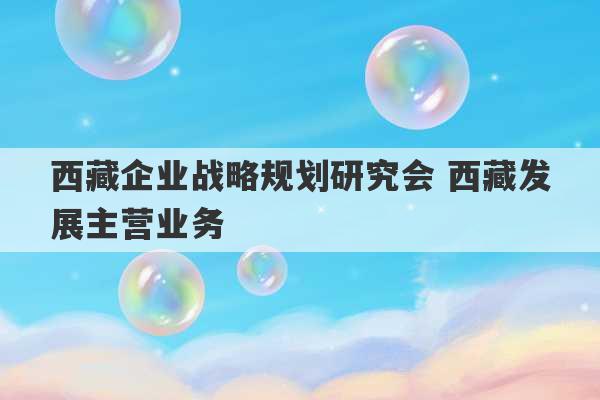 西藏企业战略规划研究会 西藏发展主营业务