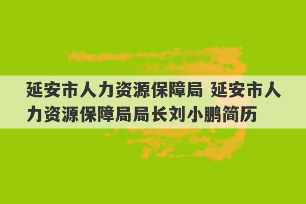 延安市人力资源保障局 延安市人力资源保障局局长刘小鹏简历