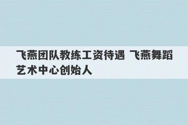 飞燕团队教练工资待遇 飞燕舞蹈艺术中心创始人