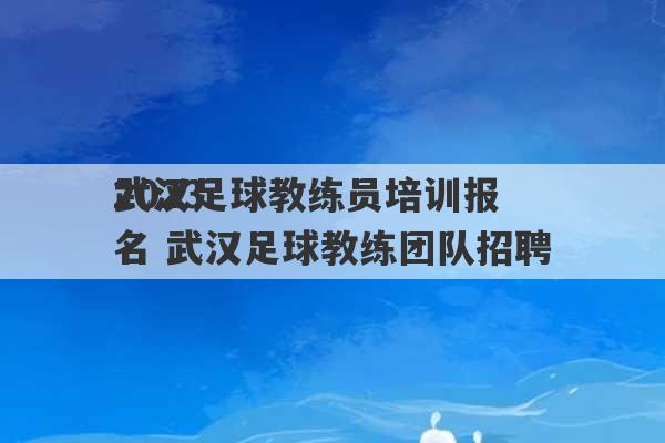 2023
武汉足球教练员培训报名 武汉足球教练团队招聘