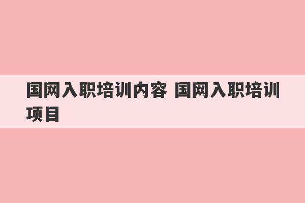 国网入职培训内容 国网入职培训项目