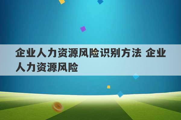 企业人力资源风险识别方法 企业人力资源风险