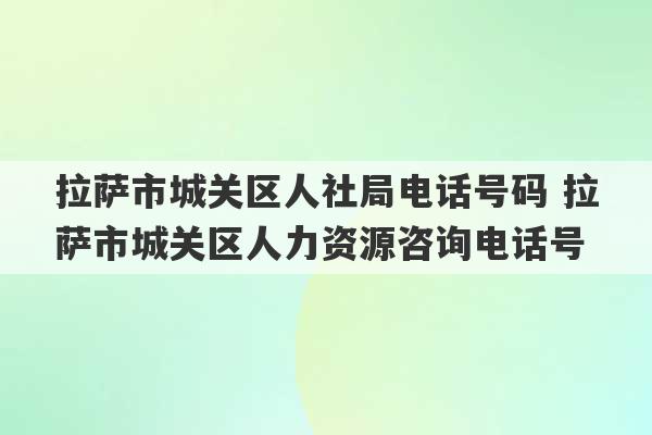 拉萨市城关区人社局电话号码 拉萨市城关区人力资源咨询电话号