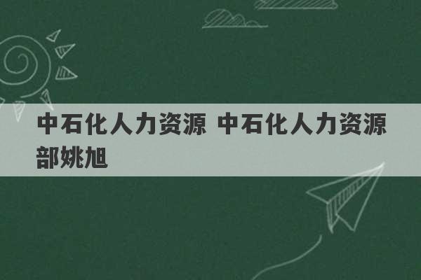 中石化人力资源 中石化人力资源部姚旭