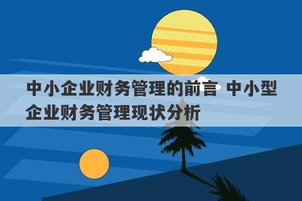 中小企业财务管理的前言 中小型企业财务管理现状分析