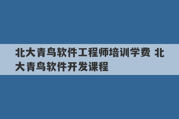 北大青鸟软件工程师培训学费 北大青鸟软件开发课程