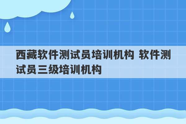 西藏软件测试员培训机构 软件测试员三级培训机构