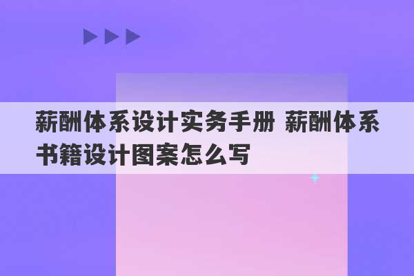 薪酬体系设计实务手册 薪酬体系书籍设计图案怎么写