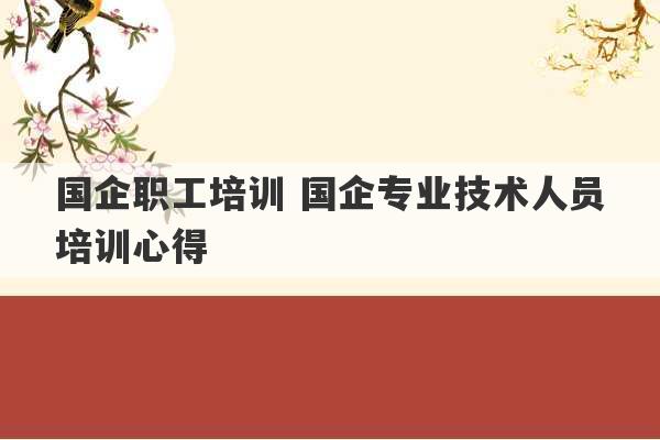 国企职工培训 国企专业技术人员培训心得