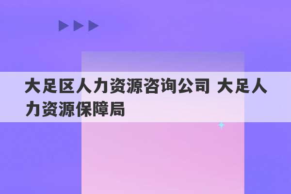 大足区人力资源咨询公司 大足人力资源保障局