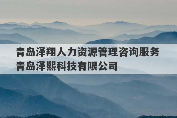 青岛泽翔人力资源管理咨询服务 青岛泽熙科技有限公司