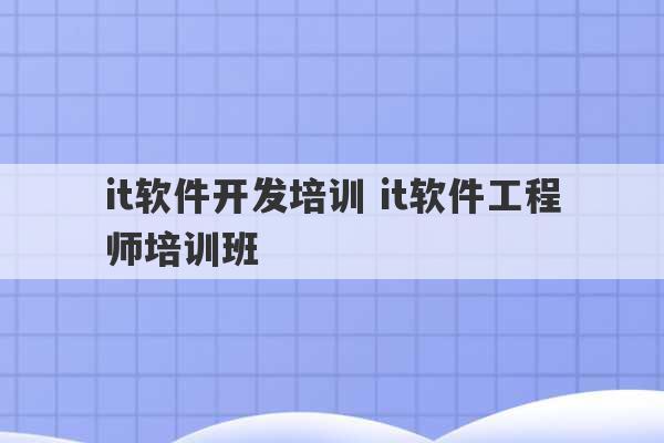 it软件开发培训 it软件工程师培训班