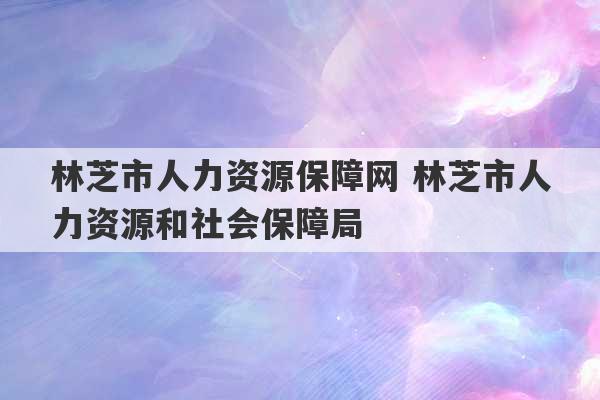 林芝市人力资源保障网 林芝市人力资源和社会保障局