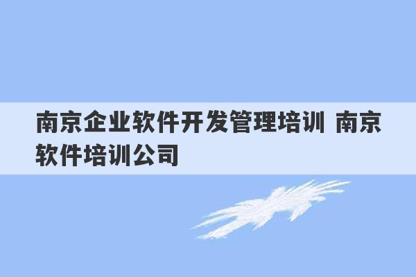 南京企业软件开发管理培训 南京软件培训公司