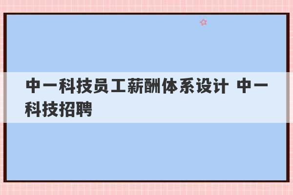 中一科技员工薪酬体系设计 中一科技招聘