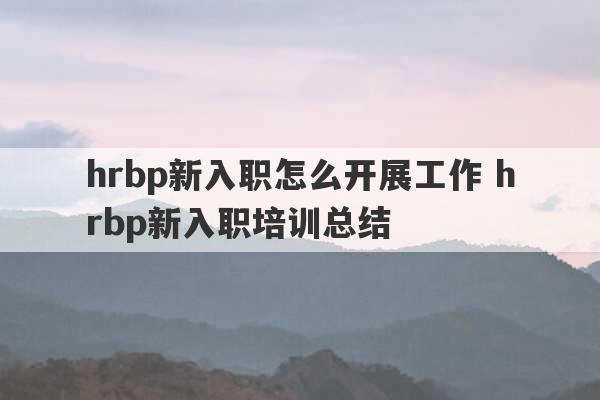 hrbp新入职怎么开展工作 hrbp新入职培训总结