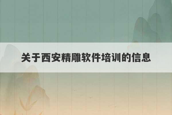 关于西安精雕软件培训的信息