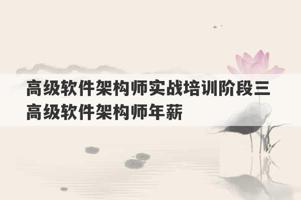 高级软件架构师实战培训阶段三 高级软件架构师年薪