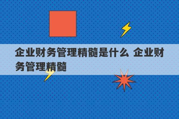 企业财务管理精髓是什么 企业财务管理精髓