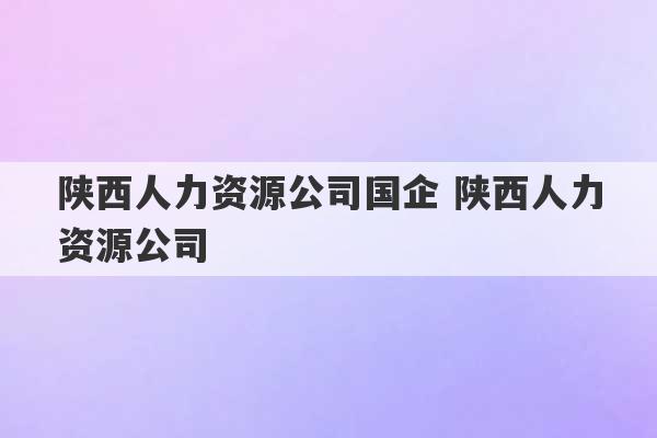 陕西人力资源公司国企 陕西人力资源公司