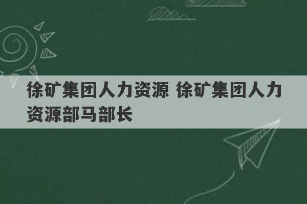 徐矿集团人力资源 徐矿集团人力资源部马部长