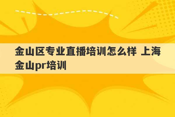 金山区专业直播培训怎么样 上海金山pr培训