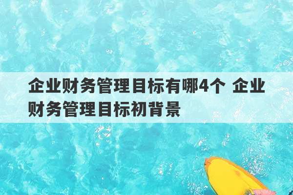 企业财务管理目标有哪4个 企业财务管理目标初背景