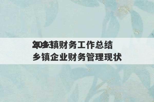 2023
年乡镇财务工作总结 乡镇企业财务管理现状