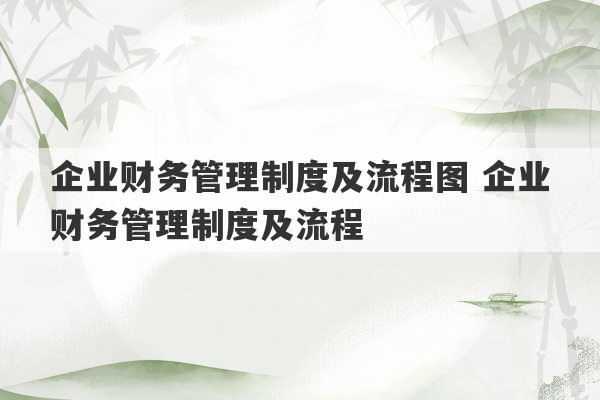 企业财务管理制度及流程图 企业财务管理制度及流程