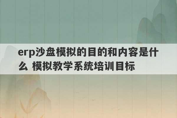 erp沙盘模拟的目的和内容是什么 模拟教学系统培训目标