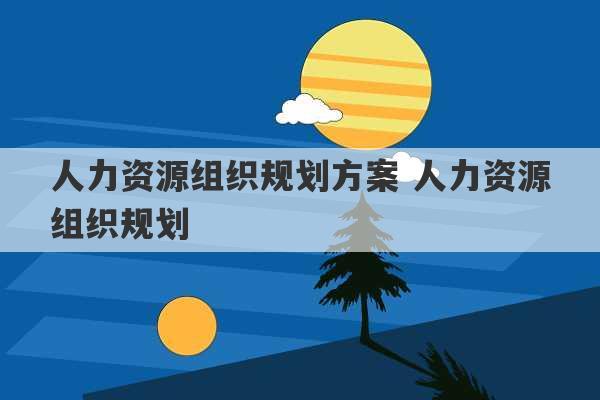 人力资源组织规划方案 人力资源组织规划