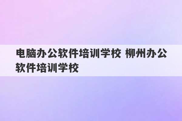 电脑办公软件培训学校 柳州办公软件培训学校